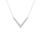 Asfour Crystal Chain Necklace With V Shape Pendant In 925 Sterling Silver-ND0456